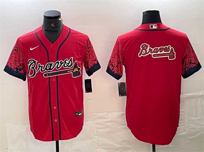Men%27s Atlanta Braves Red Team Big Logo City Connect Cool Base Stitched Baseball Jersey